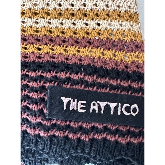 THE ATTICO Mini Dress in Brown Shades New Womens Crochet Knit - Picture 10 of 17